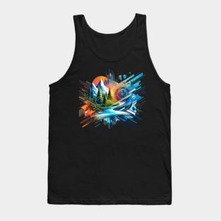 Nature's Future: Geometric Eco-Fusion Tank Top